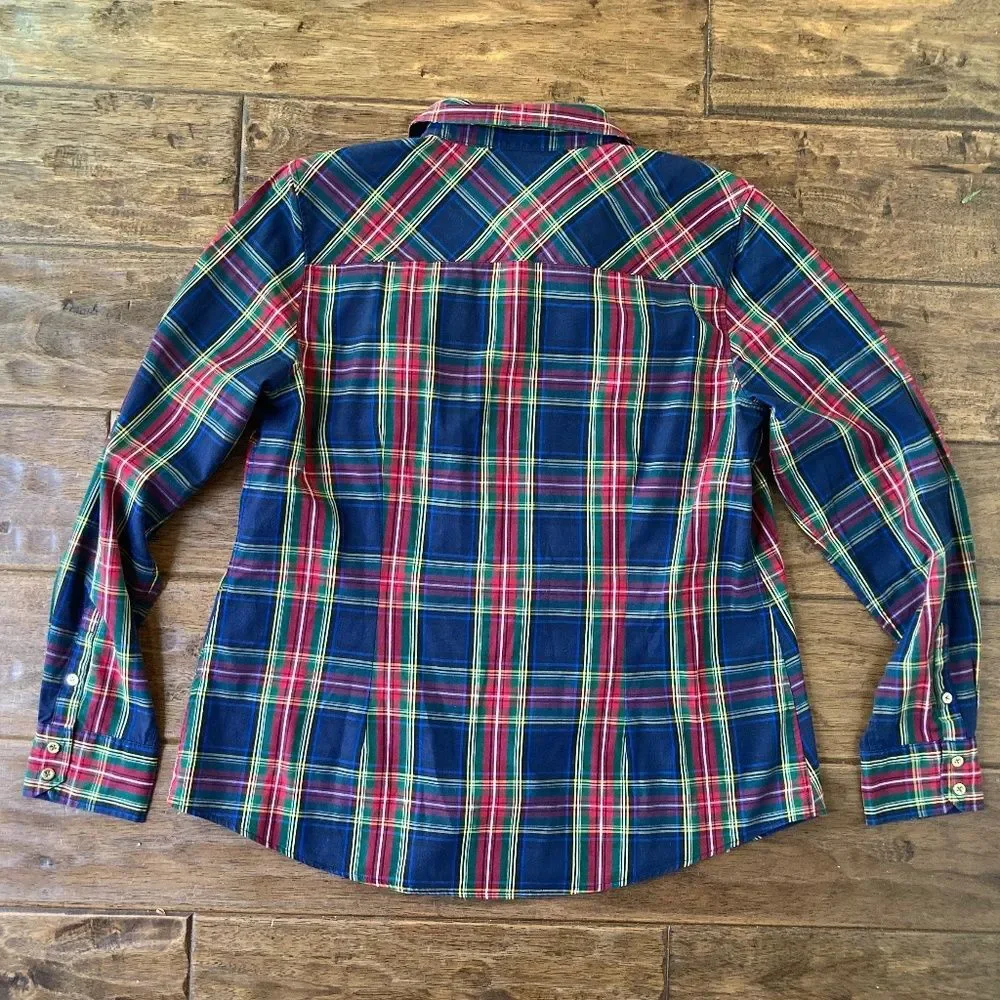 Talbot's Classic Shirt Scenic Plaid Size 10 Classic Career Office Preppy